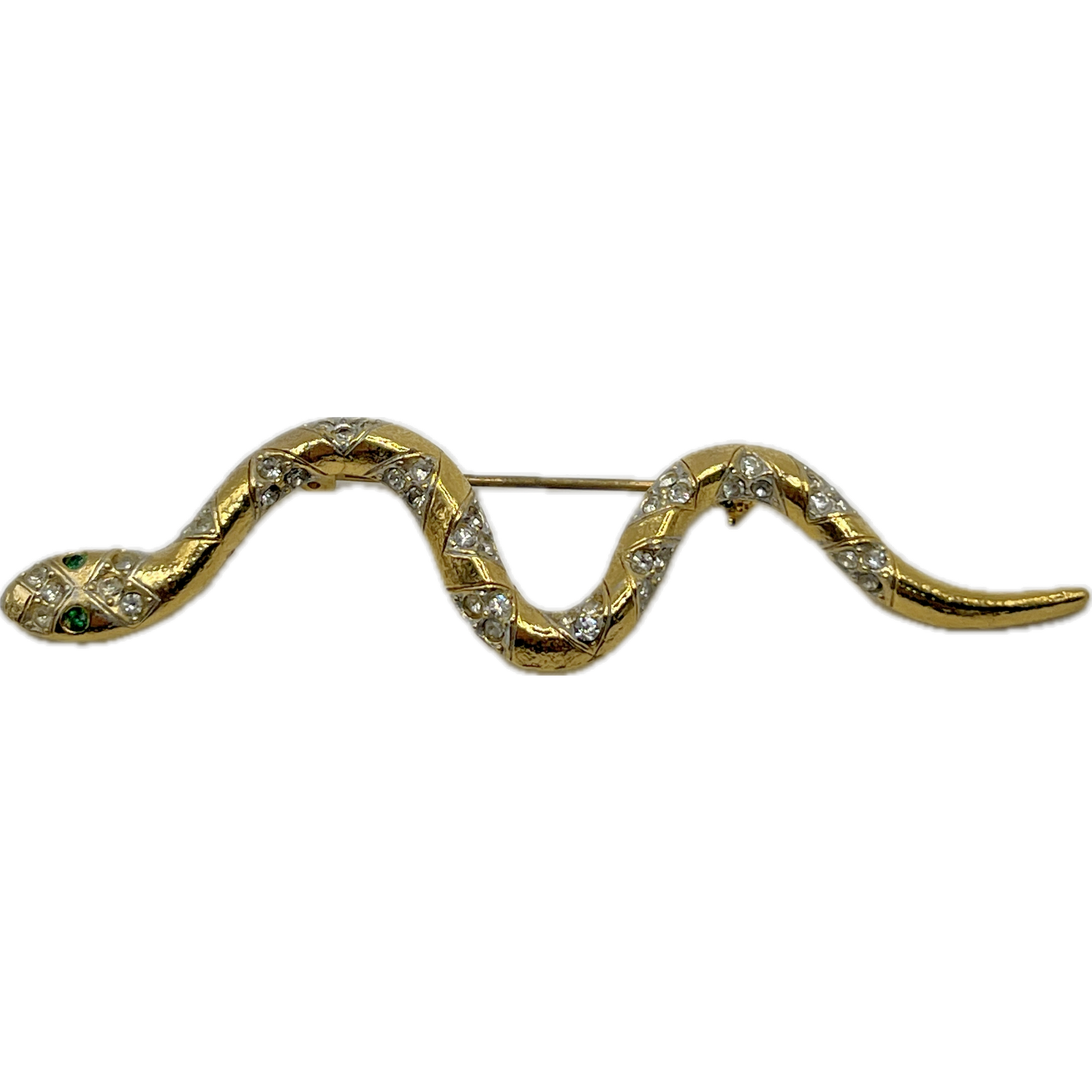 Sphinx Signed Serpent Snake Brooch Rhinestone Herpetology Vtg Costume Jewelry